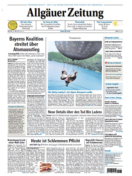 Allgaeuer Zeitung   Ausgabe Fuessen Bild