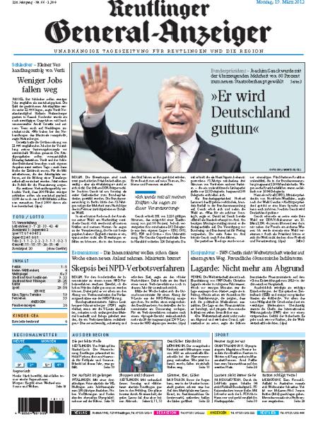 Reutlinger General-Anzeiger gratis probelesen